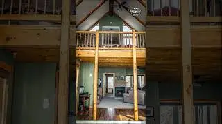 Stunning Two-Story Rustic Green Cabin Interior | Wide-Angle Cozy Tour