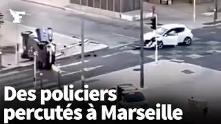 Marseille: percutée lors d'une course-poursuite, une voiture de police fait un tonneau