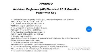 APGENCO AE ELECTRICAL ENGINEERING PREVIOUS YEAR QUESTION PAPER WITH ANSWERS