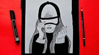 How To Draw A Girl With Cap|A Girl With adidas cap|Pencil Drawing|
