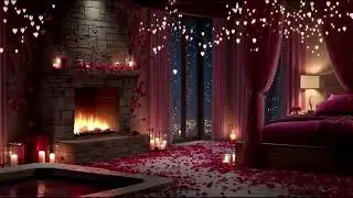 Ultimate Valentine&rsquo;s Luxury Ambience Loop | Cozy Fireplace + Jacuzzi, Rose Petals & Romantic 4K