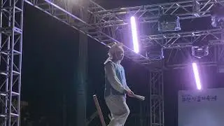 Tightrope walking (Master Kang Byeong-sik). Jeonnam market wandering troupe.
