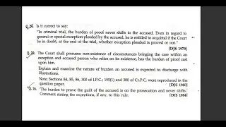 JUDICIARY MAINS ANSWER WRITING QUESTION 5 - Indian Evidence Act/ BSA- Section 105 IEA / 108 BSA