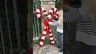 DIY GIANT LIGHT UP CANDY CANES ❤️🤍✨ #chirstmasdecor