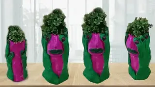 मानव चेहरे जैसा सुंदर सा फूलदान बनाए बेकार प्लास्टिक ग्लास से/waste material craft flower vase
