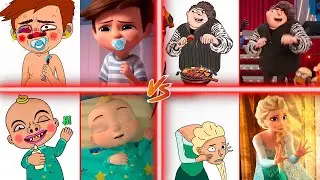Baby Boss vs CoComelon Funny Drawing Meme  vs Frozen Elsa Movie vs Despicable Me 2 vs CoComelon Nurs