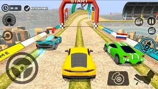 Impossible Car Tracks 3D - Yellow Lambo Car Driving Stunts - Multiplayer Mode - Android Gameplay