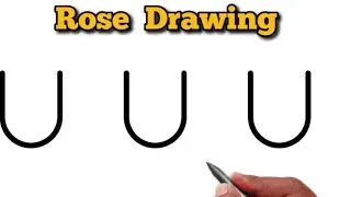 How to Draw Rose Flower Using UUU Letter 🌹 | Easy Letter Art Drawing