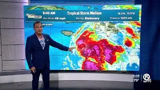 Tropical Storm Melissa nearly stationary as Jamaica, Haiti prepare for impacts