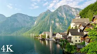 Walking in the Sunrise Morning, Hallstatt- Austria, The MostBeautiful Place in Austria, ASMR 4K