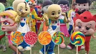 BADUT UPIN DAN IPIN BERJUALAN PERMEN 🤡 BADUT JALAN BERANGKANG TAPI MUNDUR 🔴 LUCU DAN SERU GUYS ‼️