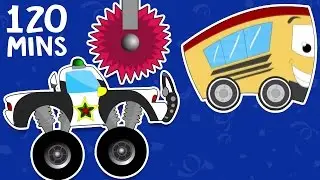 Wheels On The Bus | Monster Family | Monster Cartoon | 120 Minutes | Rhymes Hero