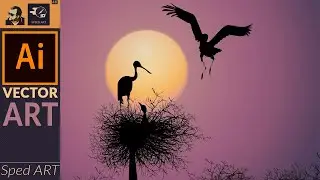 Vector Sunset Scenery in Adobe Illustrator 2020 | Speed Art