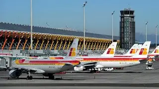 Boeing 747 Iberia Airlines successfully landed at Frankfurt International airport
