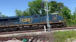 A Dash 8 Standard Cab With DPU Pusher Stops on the Main Line Before It Can Proceed Into the Yard