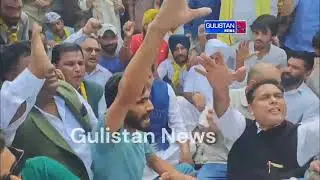 Aam Aadmi Party MP Sanjay Singh led a protest in Jammu today