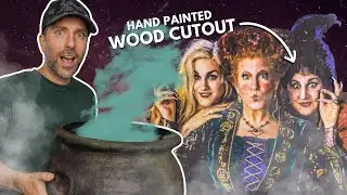 I Made a HOCUS POCUS Wood Cutout Display 🧹 (Custom Painted with a working Cauldron)