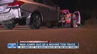 Man leaps from moving tow truck on SR-94
