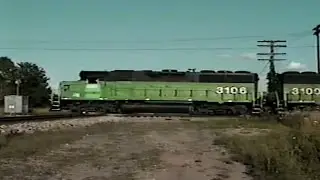 Colorful BN/NS locomotive consist on I&O RR at Hamler, OH 1997!!!