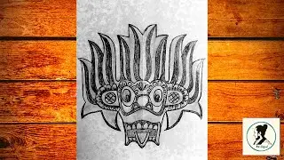 Sri lankan yaka mask pencil drawing easy