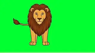 Lion talking with green screen 