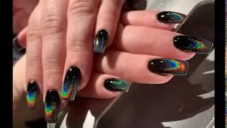 Holographic Chrome Space Galaxy Nails