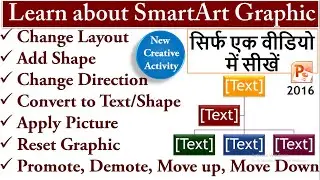 Change Layout | Add Shape | Add Picture in SmartArt in PowerPoint 2016 in Hindi & Urdu | Part-182