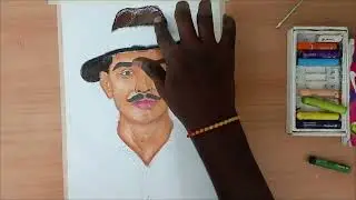 Drawing Bhagat Singh with Cheap Oil Pastels (Pro Results!)#drawing #bhagatsingh #republicday 