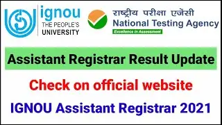 IGNOU Assistant Register Result Update | Assistant Registrar IGNOU result 2021 | IGNOU AR Result