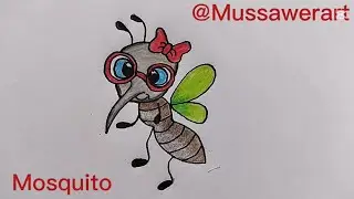 How to draw a cute Mosquito||easy mosquito drawing||easy and cute drawing tutorial 