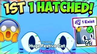 I GOT THE *1ST HATCHED* HUGE FESTIVE CAT IN PET SIMULATOR X!! (Roblox)