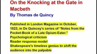 On the Knocking at the Gate in Macbeth by Thomas de Quincy Hindi Summary