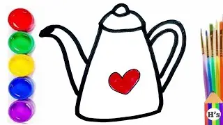 How To Draw a Cute Teapot | рисунок чайник для детей | Bolalar uchun choynak rasm chizish