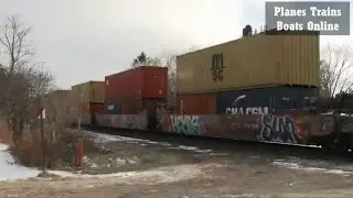 Stack Train CN 3974 & CN 2965 Rear Locomotives At Mandaumin Crossing