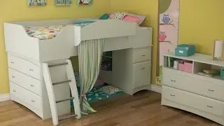 South Shore Imagine Collection Twin Loft Bed Kit In Pure White Finish Designed For Kids Bedroom