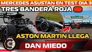 ¡TRES BANDERAS ROJAS! MERCEDES METE MIEDO EN DIA 3 TEST BARCELONA, MCLAREN VUELA ASTON MARTIN LLEGA