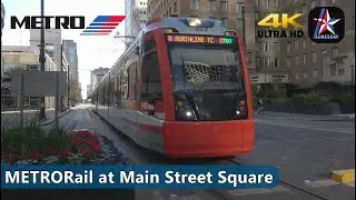 [4K] METRORail Red Line at Main Street Square Station | METRO | Houston