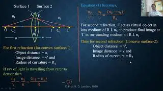 Lecture 9/Optics/XI Physics/Len's Maker's equation or Lens equation