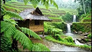 Relaxing Nature Music 🌿 Peaceful Village, Water Stream & Waterfall for Sleep, Meditation & Healing