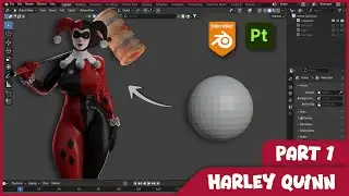 [PART 1] Timelapse - Classic Harley Quinn Character Modelling - Blender Study