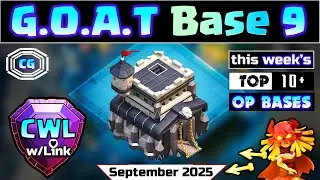 GOAT TH9 WAR BASE WITH LINK! Best TH9 anti 3 star war base 2025 COC TH9 CWL Base after game update