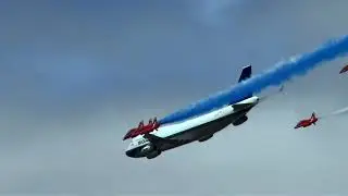 Red Arrows & BA 747 in BOAC colours at RIAT 2019
