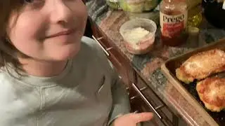 Making  chicken parm with Beau