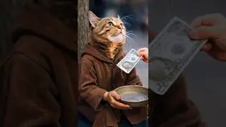 Hungry Cat Begs for Food on Street | Heartwarming Act of Kindness 🐾#shorts #foryou
