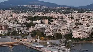 Air 3 flys over town from sunset to night (4K 60FPS )