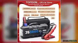 Topdon JS3000 3000A Car Jump Starter Power Bank 12V Car Starting Device 24000Mah Battery Jump