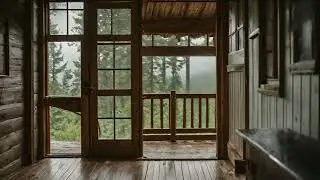 Rainy cabin storm ambiance, crackling fire, wind, birds, rustling leaves ASMR chill vibe DnD