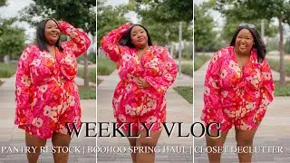 WEEKLY VLOG |  Pantry Restock, Boohoo Plus Size Spring Haul, Closet Declutter | FROMHEADTOCURVE