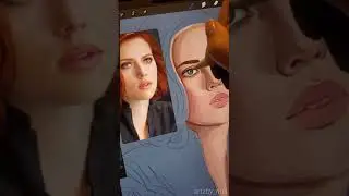Drawing Black Widow - Natasha Romanoff in Procreate | #shorts #blackwidow #procreate