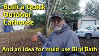 Quick Outdoor Cathouse / Bird Bath Idea